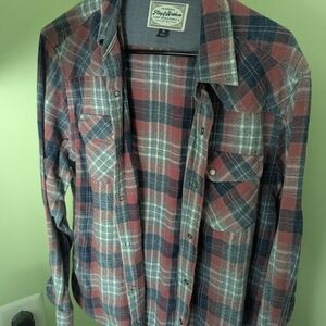 Field & Stream Men's Plaid Button-Down Shirt - Red, Blue, and White